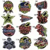Patches bordados de futebol americano com elementos de linha neon para decoração, patches bordados à máquina para roupas e bolsas, patches para reparo de furos