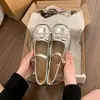 Sapatos Mary Jane prateados estilo francês para aumentar a altura para mulheres, novo estilo balé outono 2026, adequados para combinar com saias, sapatos rasos de couro