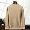 Suéter masculino de cashmere com gola semi-alta, de um lado, espesso, para outono e inverno, novo, malha, camisa base, suéter solto