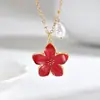 Collar de flores pequeñas de estilo Ins de lujo ligero para mujer, collar con colgante de perla, joyería coreana simple y a la moda, de temperamento dulce