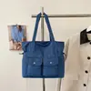 Bolso de lona de mezclilla de gran capacidad para mujer, nuevo modelo 2026, bolso de mano de viaje práctico con múltiples bolsillos, bolso de hombro para el trabajo