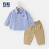 Conjunto de Ropa de Otoño para Niños, Conjunto de Camisa Estilo Academia y Pantalones Largos para Bebé Pequeño, Pantalones Casuales para Niños, Ropa de Moda para Niños