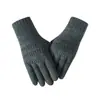 Guantes de cuadros de color sólido transfronterizos para hombres y mujeres, cálidos de invierno, forrados de felpa, tejido grueso tipo lana, pantalla táctil, guantes de alta gama