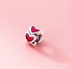 Plata Pura 999 Corazón 3D de Plata Dura con Patrón de Epoxy Cuentas Cilíndricas 8mm Cuentas Espaciadoras Pulsera Cuentas Sueltas Accesorios para Cuerda Trenzada DIY T0698