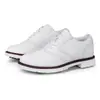 Sapatos de golfe brancos de luxo para homens com cadarços fixos gravados, sapatos masculinos para competição esportiva profissional, tamanhos grandes 45, 46, 47