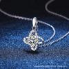 Colgante de plata de ley S925 para mujer, colgante de moissanita de 1 quilate color D, collar clásico de trébol de cuatro hojas con pétalos y diamantes Mossam.