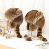 2023 gorra pequeña de protección para las orejas de mapache piel de mapache americano gorra Lei Feng overlord sombrero de paja cálido de invierno para niños y niñas