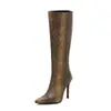 Botines puntiagudos 40 de mujer tacón alto zapatos de mujer botas de cuero europeas y americanas nueva cremallera trasera comercio exterior 202348 botas de alta moda de algodón para mujer