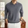 Estilo Old Money, suéter de lana cepillada con cuello con muesca, nueva colección otoño/invierno 2026 para hombre, que contiene seda, 16-gauge, 43-count, suéter de cachemira de 2 cabos