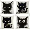 Capa de Almofada Gato Preto Fofo Temu Decoração para Sala de Estar Sofá Capa de Almofada Decorativa Suporte para Almofada de Carro Personalização