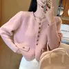 Nuevo cárdigan de punto elegante estilo Chanel, cuello redondo, para mujer, otoño, versátil, holgado, rejuvenecedor, abrigo estilo coreano