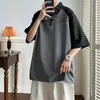 Camiseta Polo Casual Versátil para Casal, Manga Curta, Gola Lapela, Color Block, Cor Waffle, Atacado Transfronteiriço, Marca Tendência, Solta, para Homens