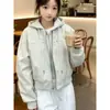 Jaqueta Two-in-One Patchwork com Capuz para Mulheres, Novo Estilo Primavera e Outono, Solta, Casual, Emagrecedora, Estilosa, Versátil, Casaco Curto