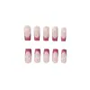 Modelo de Comercio Exterior Más Vendido: Arte de Uñas Estilo Francés de 24 Piezas con Purpurina Rosa, Uñas Rectangulares Modernas de Presionar para Venta al por Mayor