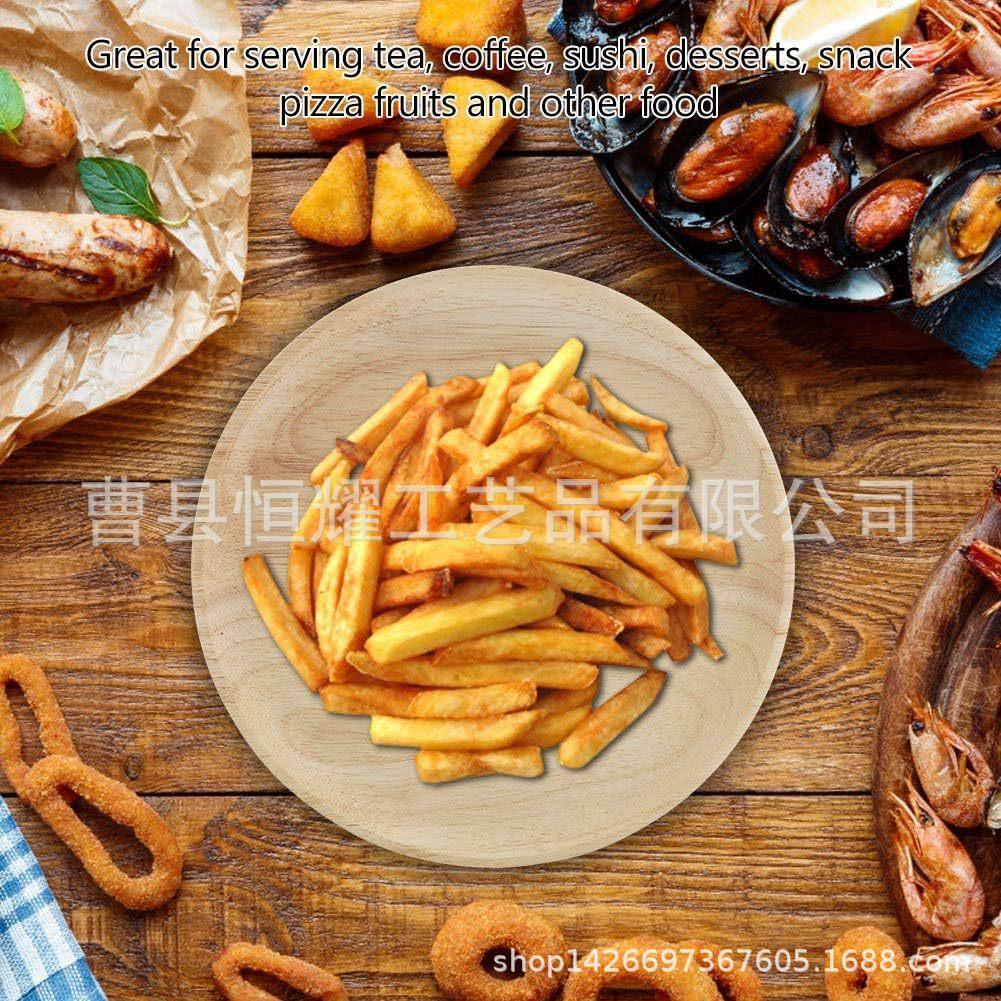 日式橡胶木托盘圆形水果茶杯盘木碟木制蛋糕面包餐盘跨境热销定制