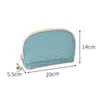 Bolso de maquillaje nuevo de malla ligera y transparente, bolsa de almacenamiento de artículos de tocador semi-redonda portátil, neceser de mano simple para viaje