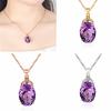 Pingente de Zircônia Ametista Estilo Coreano Banhado a Ouro Branco Rosa 18K Incrustado com Joia Roxa Cor Tesouro Pingente