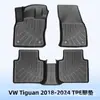Adecuado para Vw Tiguan 2018-2024 Alfombrillas de Piso Tpe 3D Material para Todo Clima Alfombrilla de Maletero Alfombrillas de Piso