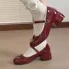 Sapatos de Salto Grosso Estilo Vintage para Combinar com Saias, Novo Verão 2026 Sapatos Mary Jane Rasos Franceses Delicados para Aumentar a Altura para Mulheres