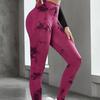 Esportes transfronteiriços europeus e americanos Tie-dyeing Calças de ioga Pêssego feminino Hip-lifting cintura alta abdominal Slim-fit Fitness Pants