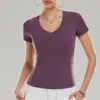 Camiseta Básica de Manga Corta con Cuello en V para Mujer, Estilo Simple Versátil, Ajuste a la Cintura, Camiseta Deportiva Base Top