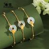Pulsera de Plata de Ley S925 con Doce Flores, Diosa, Calcedonia Blanca, Hebilla de Paz para Niñas, Nuevo Estilo Chino, Fresca y Sencilla, Nuevo Modelo Primavera y Verano