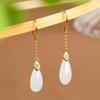 Nuevos Pendientes Elegantes de Gota de Agua Pendientes de Moda Pendientes de Jade Blanco Hotan