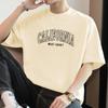 Camiseta blanca de algodón pesado de 260 g para hombre, ropa de verano de manga corta, moda americana, camiseta holgada de algodón de media manga