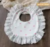 Babero de Encaje Grueso Coreano con Bolsillo para Bebé Niña Impermeable Bonito Bordado en Forma de U de Princesa Toalla para Saliva