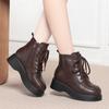 Botas de Inverno Versáteis Dropshipping Sola Plataforma Botas de Algodão Sola Grossa Botas Martin Sapatos Mãe Femininos Botas Curtas Quentes com Forro de Lã