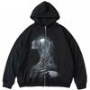 Sudadera con capucha gótica con cremallera y estampado de escalera oscura Y2K para mujer, comercio exterior transfronterizo