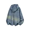 Camisa a Cuadros con Capucha de Manga Larga de Moda 2026 para Hombres y Mujeres, Chaqueta Holgada de Moda Protectora del Sol, Top Casual Vintage