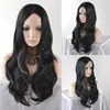 Fábrica de Origen Cabello Largo Rizado Estilo Diario Ola de Agua Raya Media Peluca Rizada Inclinada Peluca Comercio Electrónico Transfronterizo Amazon