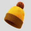 Nuevo Gorro de Punto Bloque de Color para Hombres y Mujeres, Gorro Cálido con Pompón, Gorro de Punto Turco Transfronterizo para Acción de Gracias