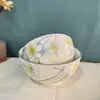 Cuenco de Cerámica de Alta Calidad con Diseño de Narciso, Cuenco para Arroz Estilo Japonés, Cuenco Creativo y Único Rainstone, Cuenco para Comer, Cuenco para Cocinar y Plato