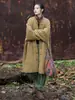 (Estrictamente seleccionado) Chaqueta de Algodón Acolchada de Ramio de Invierno 26 con Cuadrícula Vertical, Bata de Algodón para Mujer Inspirada en el Zen