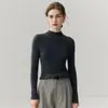 Suéter 100% caxemira pura, peça única sem costura feminina gola semi-alta, novo suéter slim fit de outono e inverno