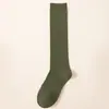 Calcetines Altos de Color Sólido para Mujer, Engrosados para Otoño e Invierno, Cálidos y Antideslizantes, Calcetines Altos de Pantorrilla Grises al por Mayor