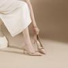 878-5 Zapatos de Tacón Alto Sexy con Lazo de Una Línea para Mujer Otoño 2025 Nuevos Elegantes Tacones de Aguja de Punta Fina