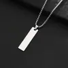 Collar Minimalista de Tira Larga de Acero Inoxidable con Grabado Láser, Cadena para Clavícula Estilo Fresco Unisex, Colgante de Acero de Titanio para Pareja