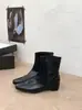 Botines estilizados de tacón alto y punta cuadrada, estilo retro, efecto adelgazante, botines cortos de moda con detalles tallados, botines sencillos para mujer, nuevo estilo versátil para 2026