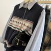 Chaleco de punto jacquard para mujer, ropa exterior de primavera y otoño, camisa apilada, suéter, chaleco, estilo universitario, parte superior interior de otoño e invierno