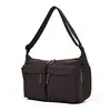 Bolsa transversal de nylon com zíper e múltiplos bolsos estilo japonês, leve, à prova d'água, de grande capacidade, com um design estiloso