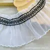 Organza Branca Elástica 9cm Onda Dupla Linha Preta DIY Saia Acessórios de Vestuário Material de Decoração para Cortina