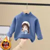 Camada Base Térmica de Fleece Escovado para Meninas Estilo Outono Inverno Chique Crianças M e G Camiseta de Manga Longa Meia-Gola Alta Top Interno para Menina
