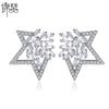 Pendientes Huecos de Estrella de Cinco Puntas Jinse Pendientes de Cobre y Zirconia Moda Japonesa y Coreana Elemento Estrella Joyería de Diamantes para la Oreja para Mujer