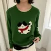 Suéter de forro polar con cuello redondo y estampado de oso de miel de dibujos animados, engrosado para otoño e invierno, para mujer, nuevo estilo 2026, adecuado para usar como capa exterior o interior, top de punto