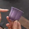 Nueva taza de té de cerámica morada estilo chino con pétalos florales pintados en oro, una sola taza para conocedores del té, un juego de té hermoso y elegante para uso doméstico