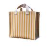 Bolsa de lancheira listrada estilo japonês simples, bolsa de lona pequena, bolsa de compras diária feminina de grande capacidade, bolsa de armazenamento