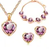 Joyería de cristal con elemento de corazón collar de corazón simple pendientes pulsera juego de tres piezas fabricantes al por mayor 399